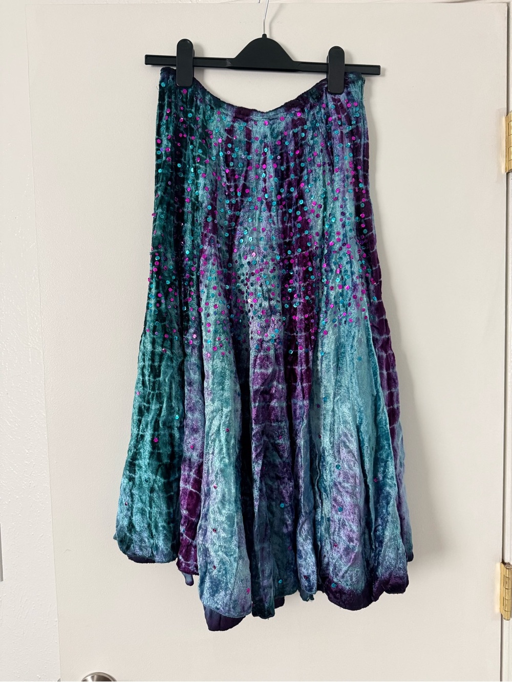 RAGA Teal & Purple Velvet Ombre Sequin Maxi Skirt